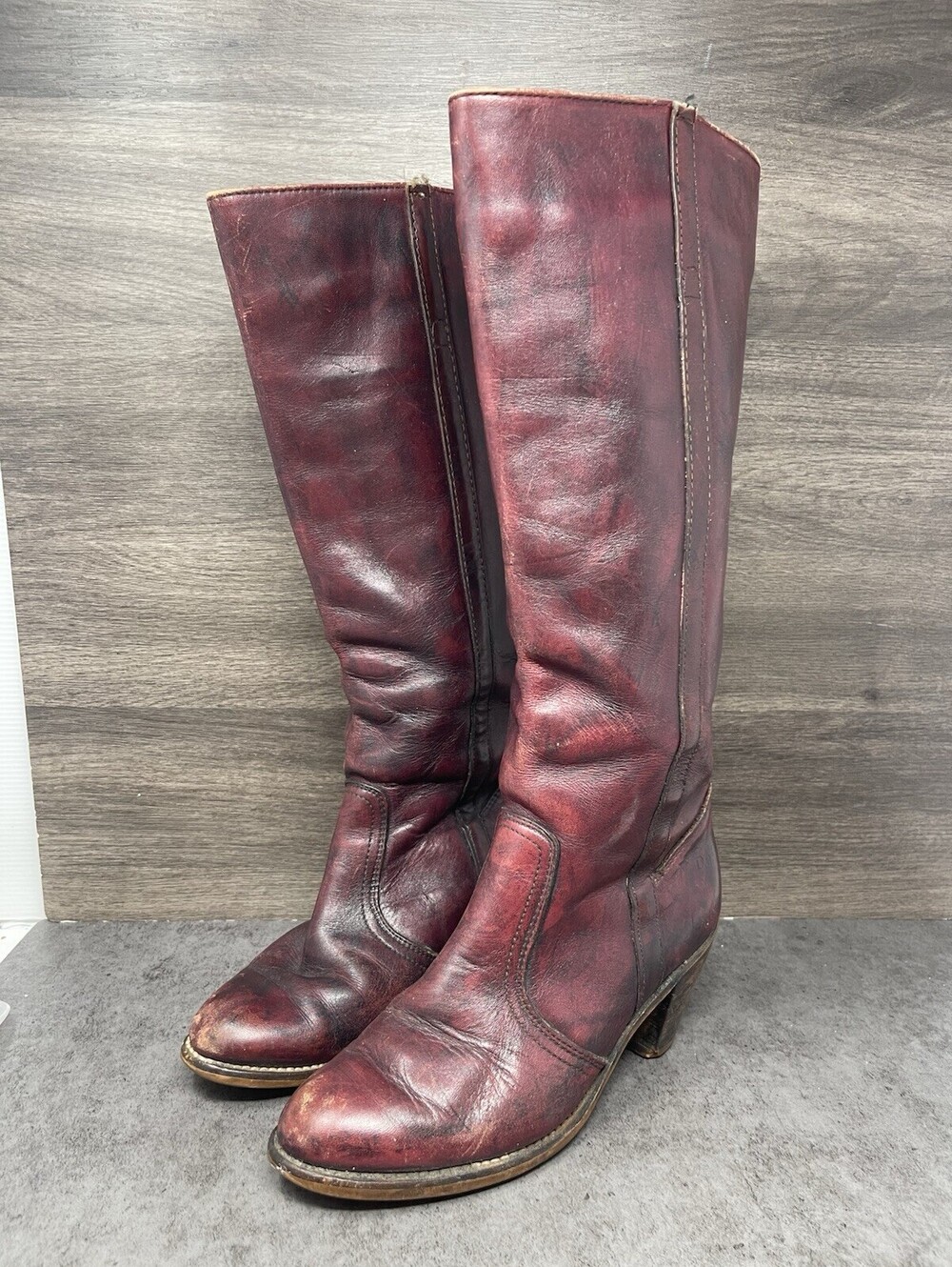 Vintage Dexter Campus Red Leather Riding Boots Womens Size 7 High Tall